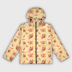 Ветровка с капюшоном женская Хеллоуин с тыквой и листьями, цвет: 3D-черный