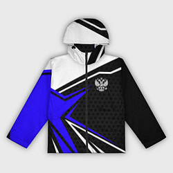 Ветровка с капюшоном женская Герб России - синий, цвет: 3D-черный