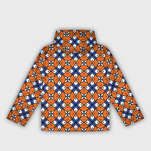 Женская ветровка Узор геометрический сине-оранжевый / 3D-Белый – фото 2