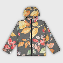 Ветровка с капюшоном женская Шумный листопад на сером, цвет: 3D-черный