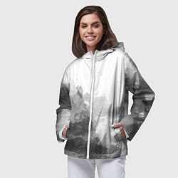 Ветровка с капюшоном женская Абстракция серые волны, цвет: 3D-белый — фото 2
