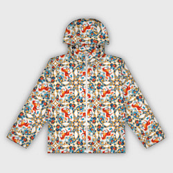 Ветровка с капюшоном женская Орнамент с лошадью - символом Нового 2026 года, цвет: 3D-белый