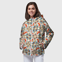 Ветровка с капюшоном женская Орнамент с лошадью - символом Нового 2026 года, цвет: 3D-белый — фото 2