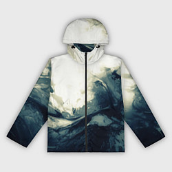 Ветровка с капюшоном женская Чёрно-синие абстрактные краски, цвет: 3D-черный