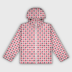 Ветровка с капюшоном женская Паттерн бубны и пики розовый, цвет: 3D-белый
