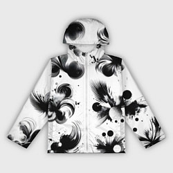 Ветровка с капюшоном женская Чёрно-белая абстракция нейроарт, цвет: 3D-белый
