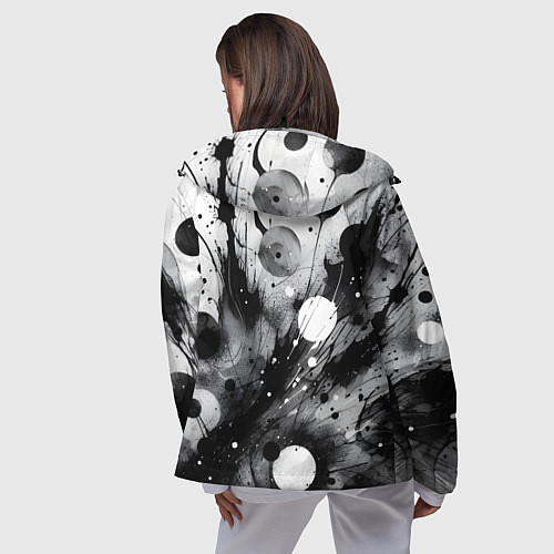 Женская ветровка Абстрактная чёрно-белая композиция / 3D-Черный – фото 4