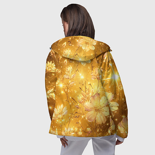 Женская ветровка Цветочный золотой с искрами / 3D-Черный – фото 4