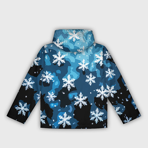 Женская ветровка Стилизованный паттерн со снежинками тёмно-синий / 3D-Черный – фото 2
