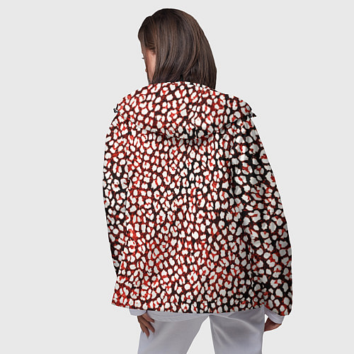 Женская ветровка Тёмный красный с белыми пятнышками / 3D-Черный – фото 4
