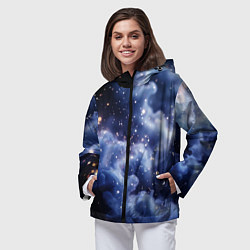 Ветровка с капюшоном женская Волшебная дымка тёмно-синий с искрами, цвет: 3D-черный — фото 2