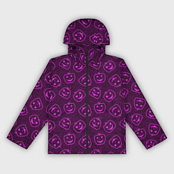 Ветровка с капюшоном женская Halloween - паттерн с тыквами, цвет: 3D-черный