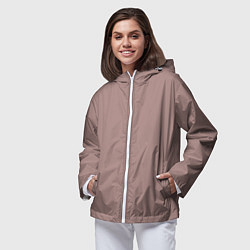 Ветровка с капюшоном женская Цвет капучино, цвет: 3D-белый — фото 2