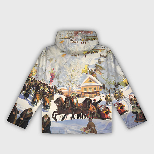 Женская ветровка Русская тройка зимой - картина Масленица Кустодиев / 3D-Белый – фото 2