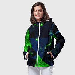 Ветровка с капюшоном женская Neon tile green, цвет: 3D-белый — фото 2