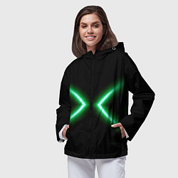 Ветровка с капюшоном женская Neon green lines, цвет: 3D-черный — фото 2