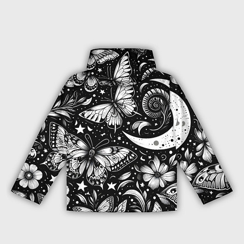 Женская ветровка Паттерн из бабочек цветов и луны - нейроарт / 3D-Белый – фото 2