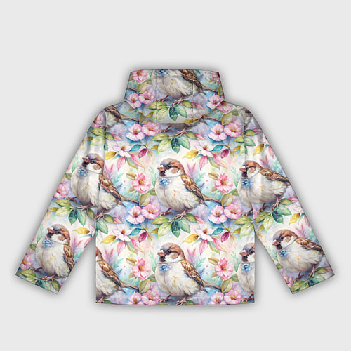 Женская ветровка Воробей в ярких цветах паттерн / 3D-Белый – фото 2