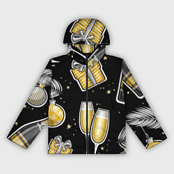 Ветровка с капюшоном женская Новогодний вайб, цвет: 3D-черный