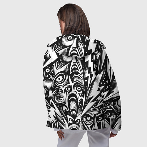 Женская ветровка Lightnings and faces - ai art fantasy / 3D-Черный – фото 4