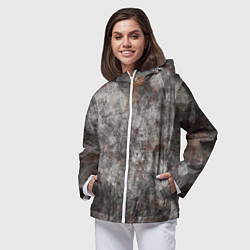 Ветровка с капюшоном женская Абстракция - gray stone, цвет: 3D-белый — фото 2