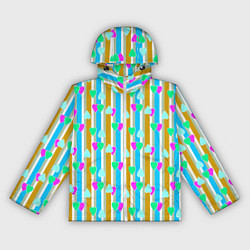 Ветровка с капюшоном женская Полосатый с сердечками ретро в горошек, цвет: 3D-белый