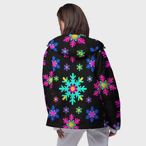 Женская ветровка Снежинки ретро / 3D-Черный – фото 4