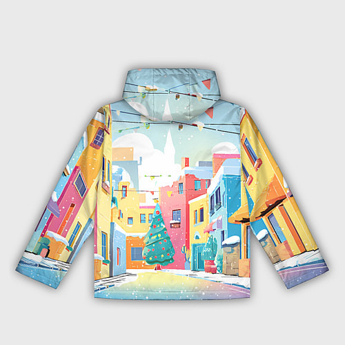 Женская ветровка Разноцветный новогодний дворик / 3D-Белый – фото 2
