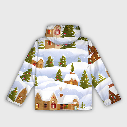 Женская ветровка Новогодние домики и елочки / 3D-Белый – фото 2
