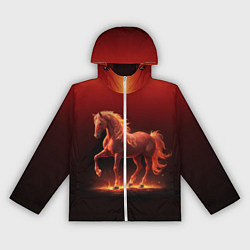 Ветровка с капюшоном женская Узор с конем огнем, цвет: 3D-белый