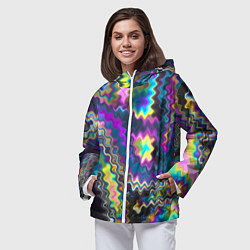 Ветровка с капюшоном женская Абстракция переливы, цвет: 3D-белый — фото 2