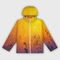 Ветровка с капюшоном женская Узоры золотистого инея, цвет: 3D-белый