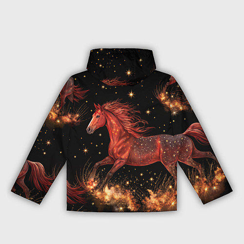 Женская ветровка Огненные лошади - паттерн / 3D-Черный – фото 2
