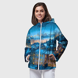 Ветровка с капюшоном женская Крыши зимнего Питера, цвет: 3D-белый — фото 2