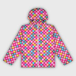 Ветровка с капюшоном женская Разноцветный цветочный узор ретро, цвет: 3D-белый