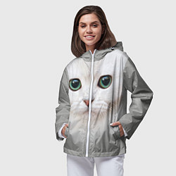 Ветровка с капюшоном женская Белый котик, цвет: 3D-белый — фото 2