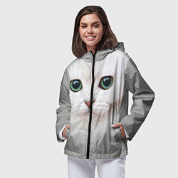 Ветровка с капюшоном женская Белый котик, цвет: 3D-черный — фото 2