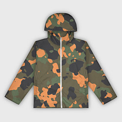 Ветровка с капюшоном женская Камуфляж: хаки/оранжевый, цвет: 3D-белый