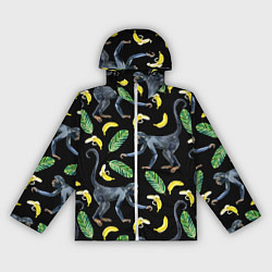 Ветровка с капюшоном женская Обезьянки и бананы, цвет: 3D-белый
