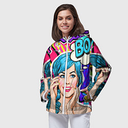 Ветровка с капюшоном женская Pop art, цвет: 3D-белый — фото 2