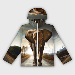 Ветровка с капюшоном женская Дикий слон, цвет: 3D-белый