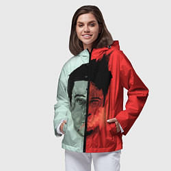 Ветровка с капюшоном женская Norton: White & Red, цвет: 3D-черный — фото 2