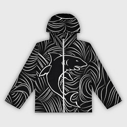 Ветровка с капюшоном женская Акула в в морской пучине, цвет: 3D-белый